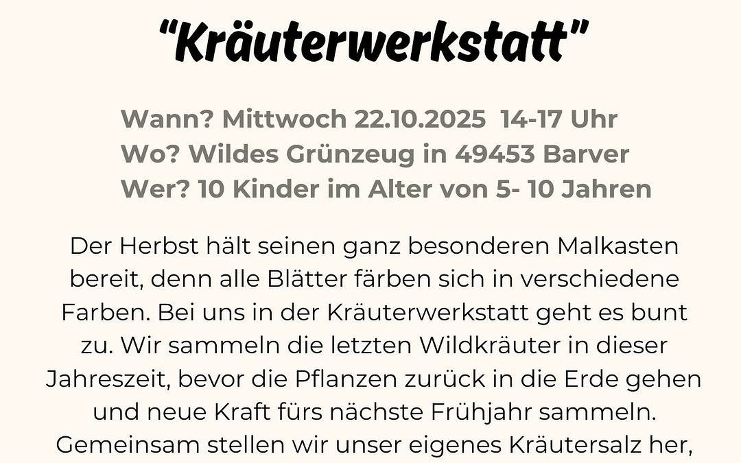 🍂 Ferienzeit ist Kräuterzeit! 🌿 Mach mit bei unserer Herbstferienaktion „Kräuterwerkstatt“ am Mittwoch, 22.10.2025 in …