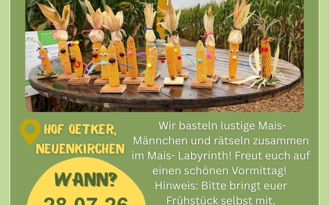 🌽 Ferienzeit auf dem Acker! 🌞 Kommt vorbei und erlebt einen spannenden Vormittag im Maislabyrinth Neuenkirchen! Gemein…