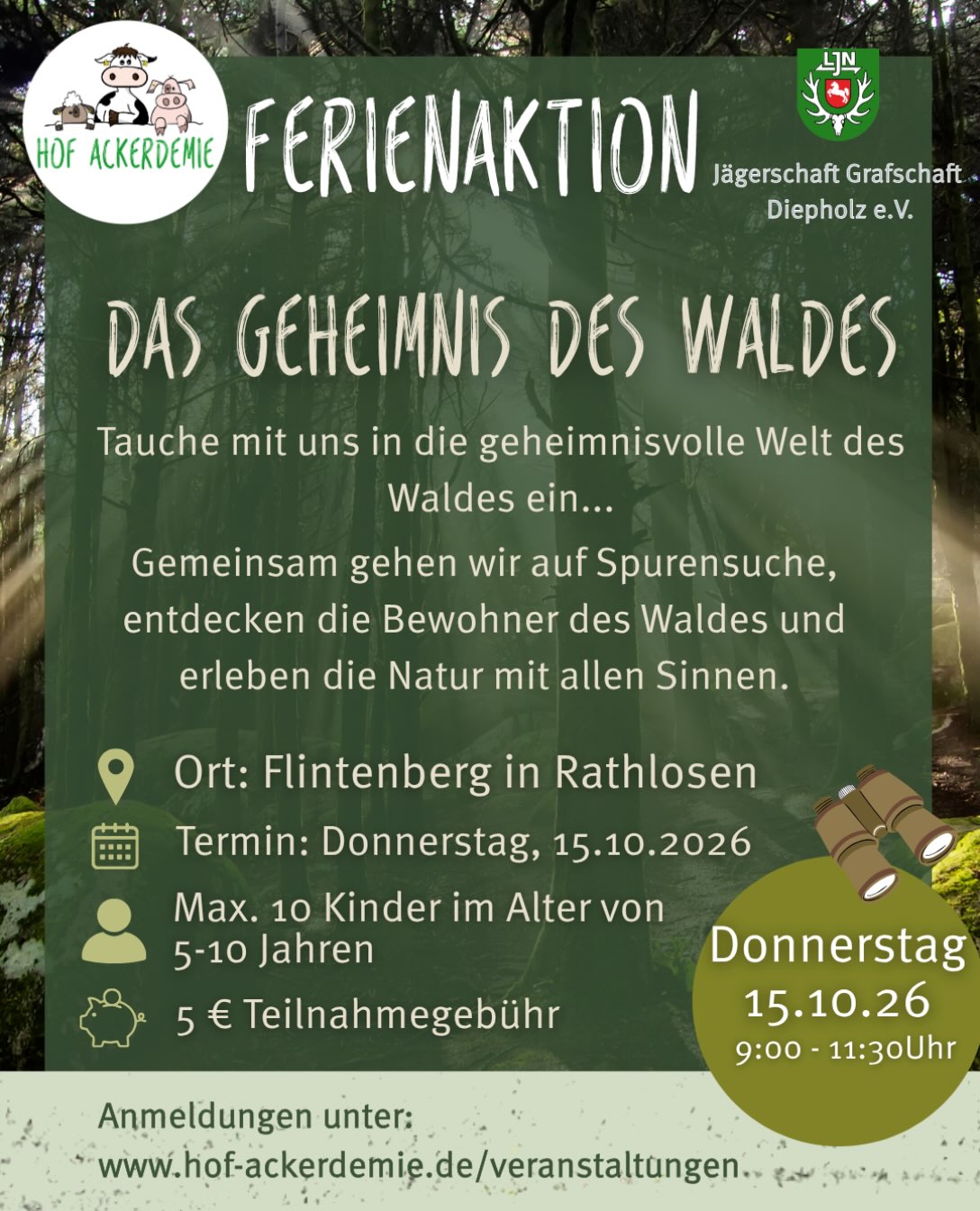 🍂🌲 Das Geheimnis des Waldes – bist du bereit, es zu entdecken? 🕵️♀️🍁 In den Herbstferien wird’s spannend! Gemeinsam…